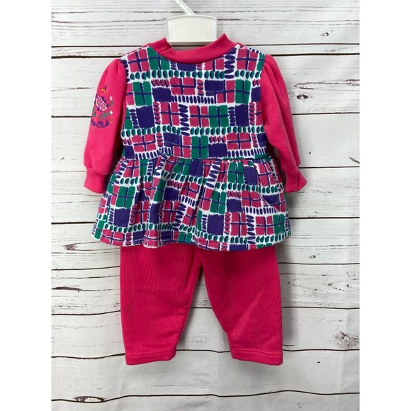 Celebrity Kids Multicolor Top Pink Bottoms Patch On Sleeves 12 Months 2 Piece Se - Picture 2 of 10